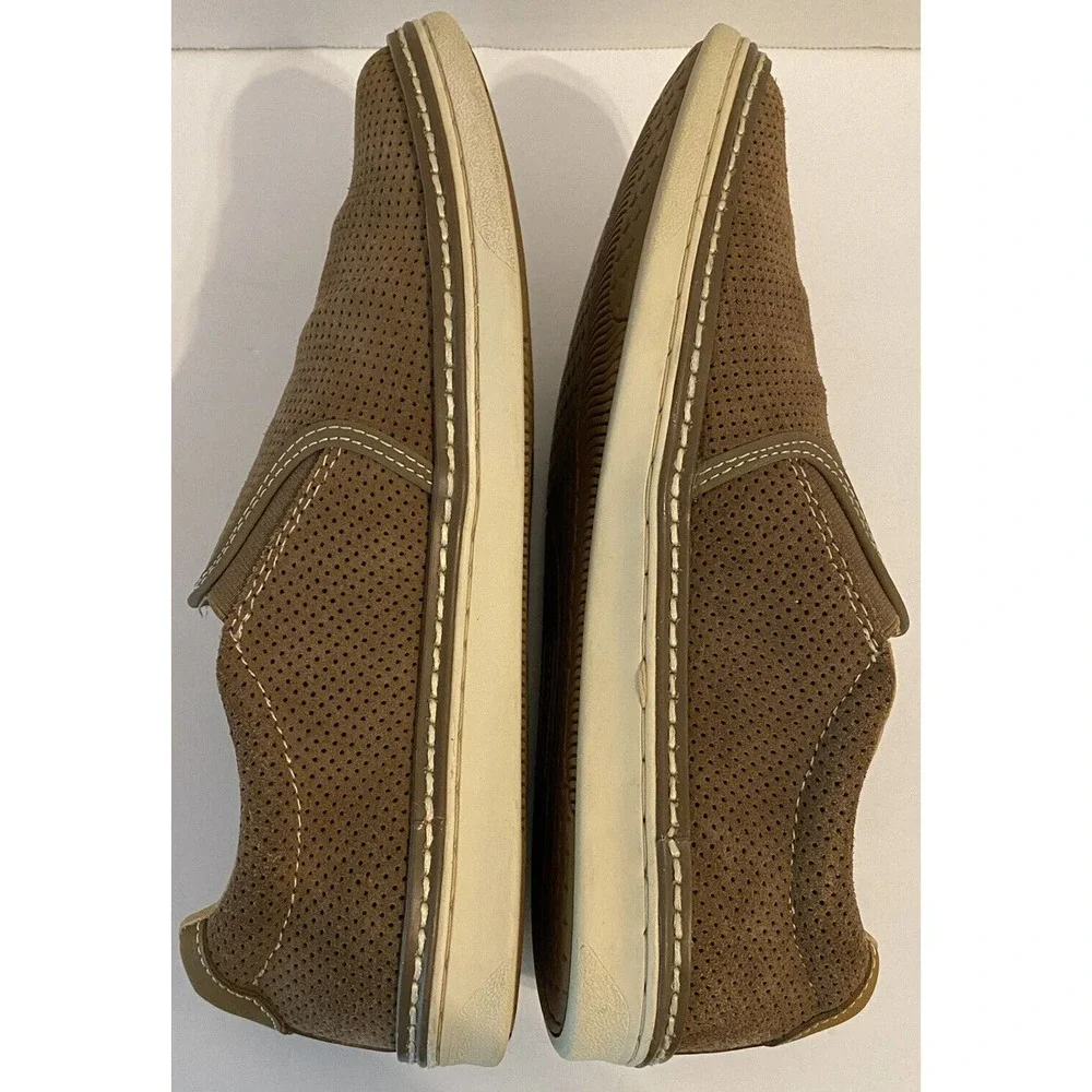 Joseph Abboud Mens Loafers Perforated Brown Suede Slip On Shoes - Picture 4 of 8